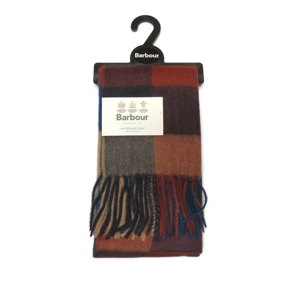 Barbour Accessories - Barbour Tattersall Wool Scarf Large Navy Caramel